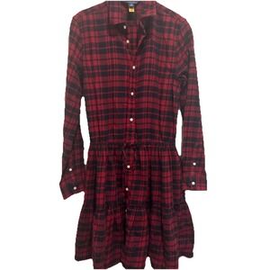 Polo Ralph Lauren Big Girls Plaid Twill Shirtdress Black/Red Sz 16